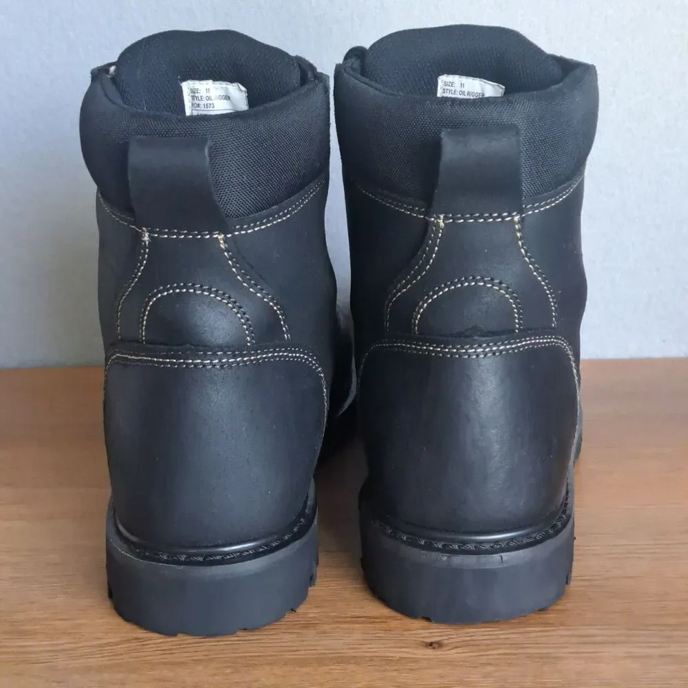 Chinook Work Boots Men's Size 11 Oil Rigger Steel Toe Leather Upper Black